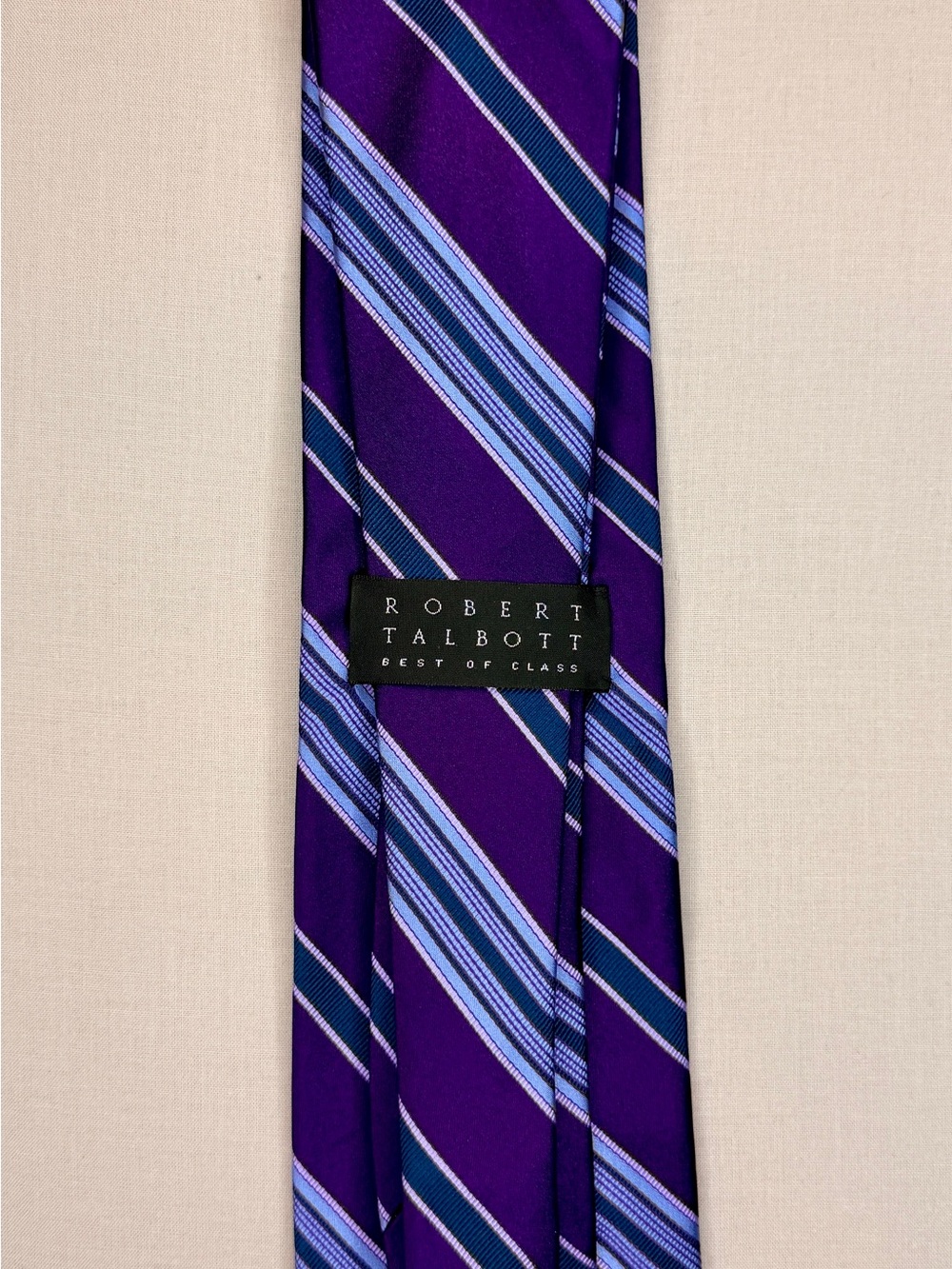 Robert Talbott Best of Class Men’s Necktie Purple Blue Striped Designer Tie - Picture 5 of 7
